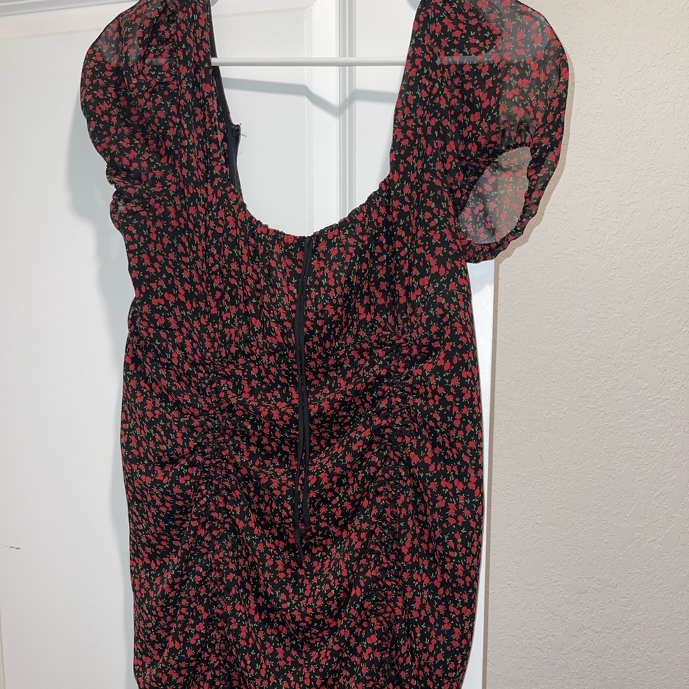 Cute Floral Ruched Dress